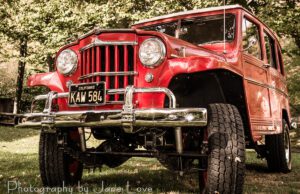 Dual Paxton Supercharged Willys Utilty Wagon showing its aggressive stance.
